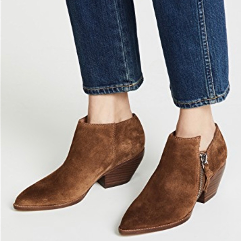 Sigerson Morrison Suede Cognac Booties - Size 9 to 9 1/2
